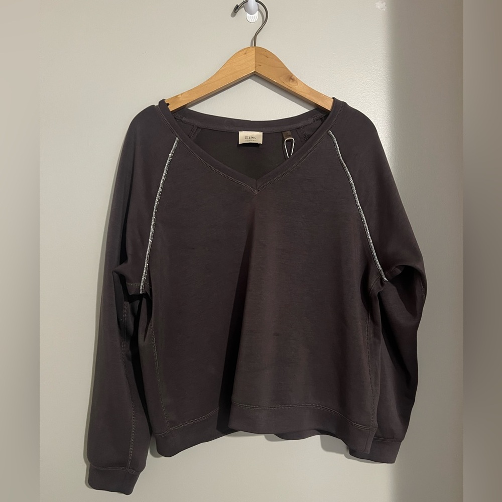 NWOT Elie Tahari Women's V-Neck Chocolate brown Sweatshirt